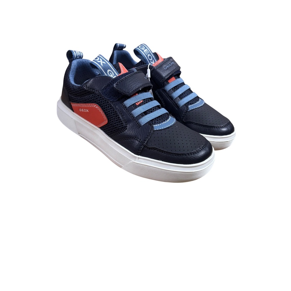 Geox Kids Sneakers Size 36 US 4 Navy Blue Respira Leather Mesh Sporty Casual